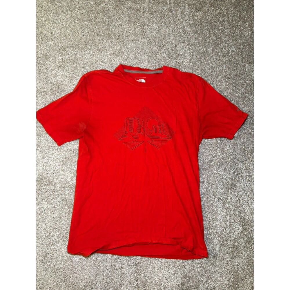 The North Face Mens M Red Graphic Print Cotton Jersey Crew Neck Short Sleeve Tee